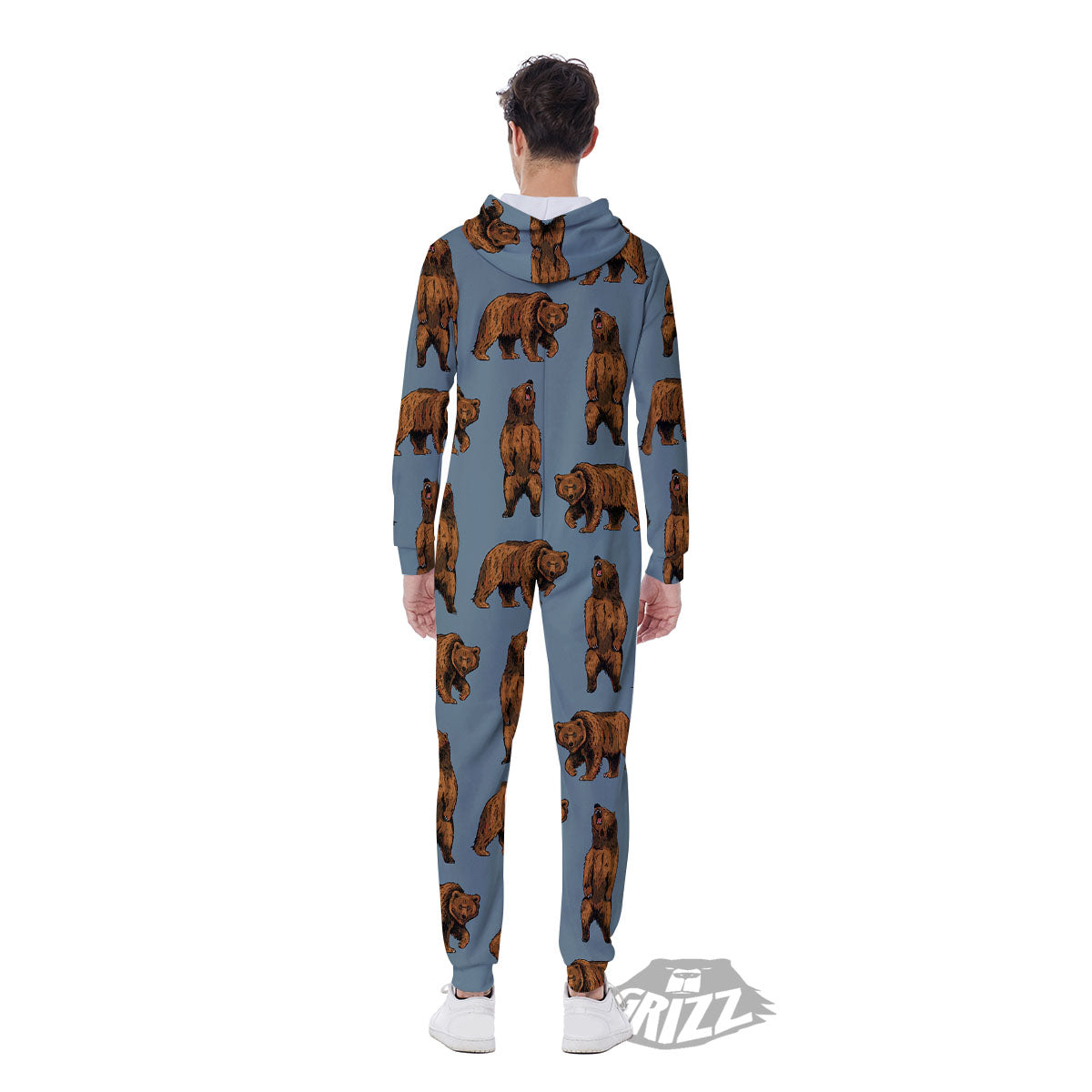 Grizzly Bear Print Pattern Men's Jumpsuit-grizzshop