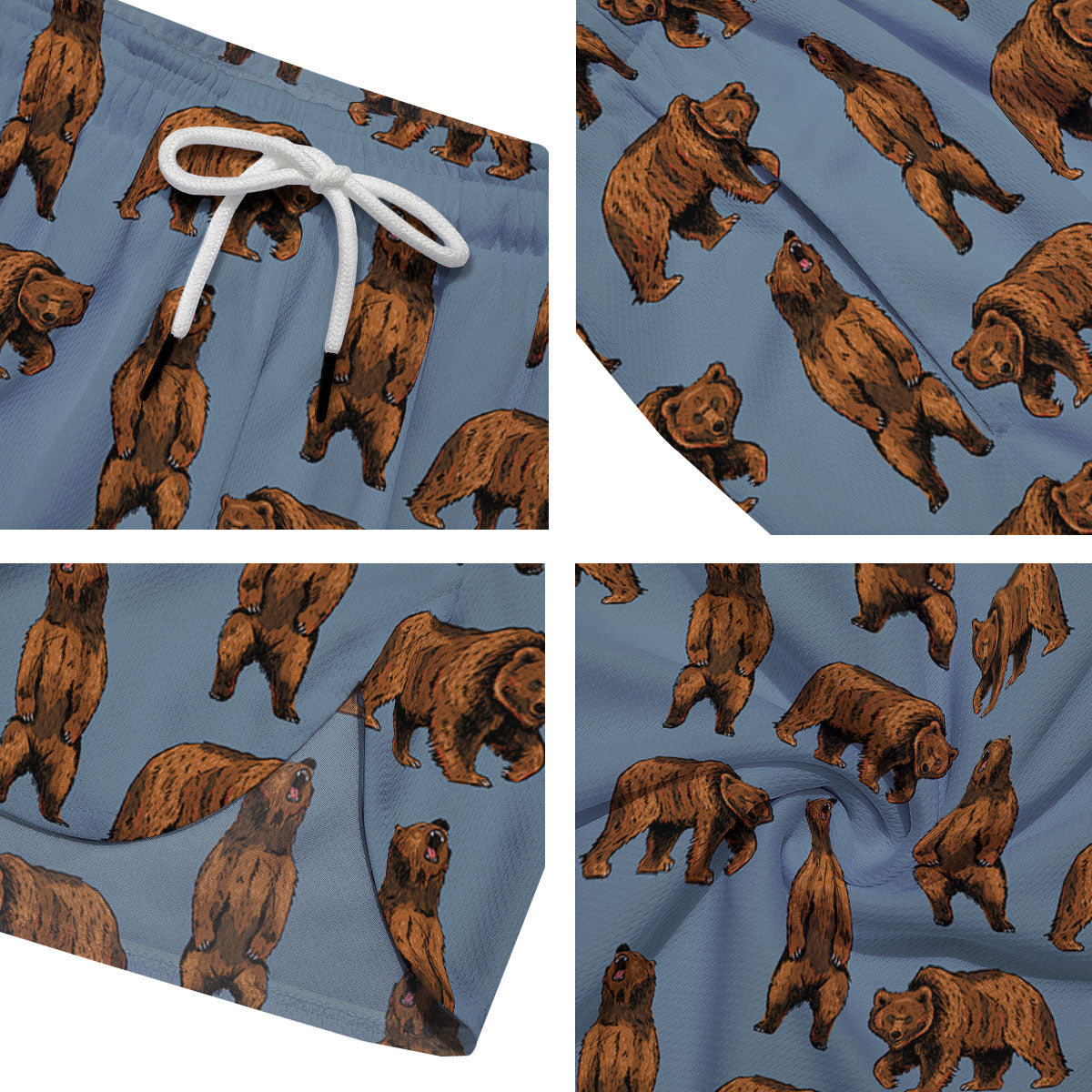 Grizzly Bear Print Pattern Men's Running Shorts-grizzshop