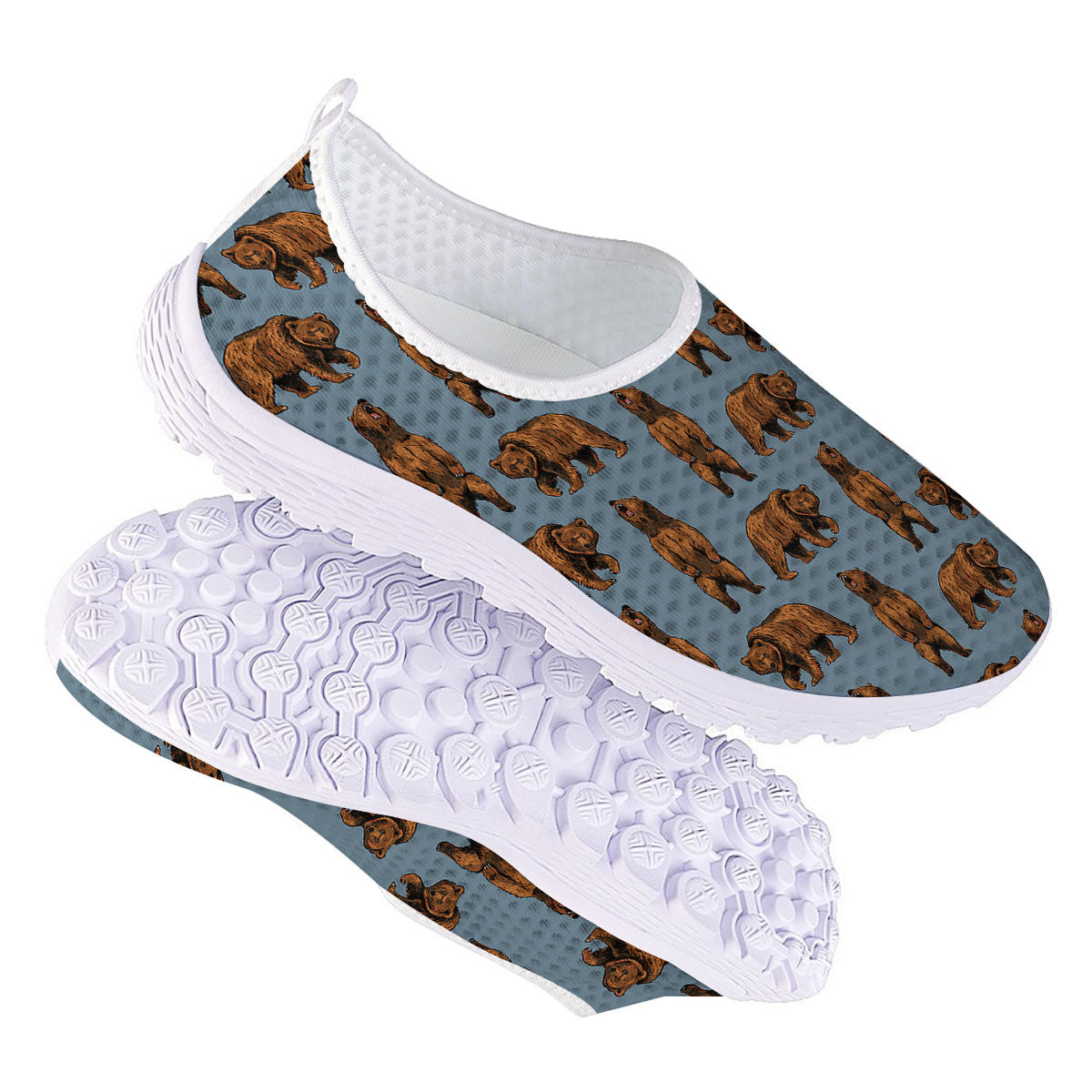 Grizzly Bear Print Pattern Nurse Shoes-grizzshop