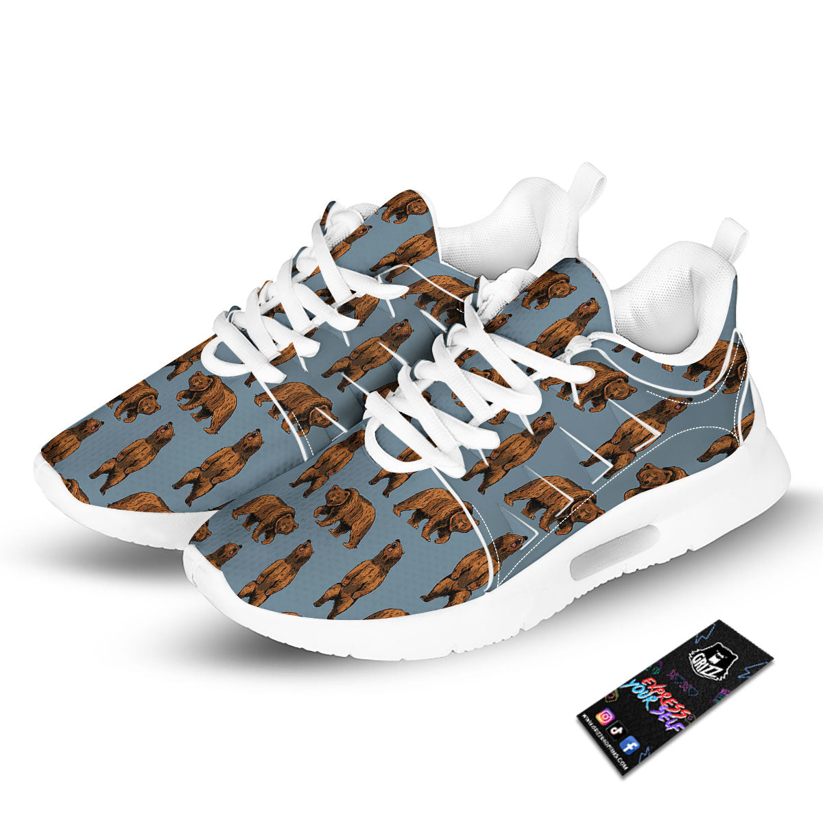 Grizzly Bear Print Pattern Tennis Shoes-grizzshop