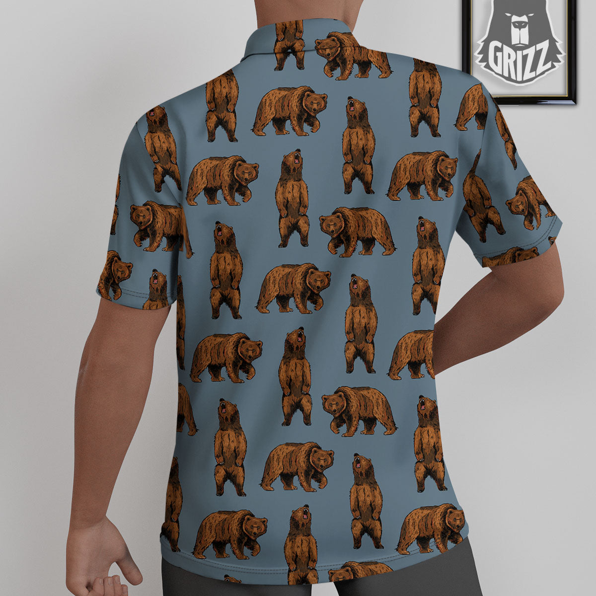 Grizzly Bear Print Pattern Untucked Shirts-grizzshop