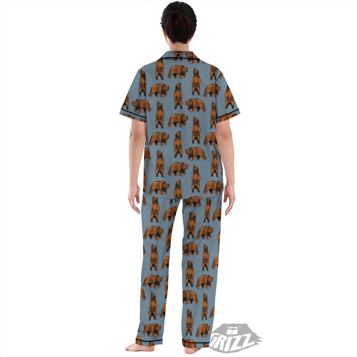 Grizzly Bear Print Pattern Women's Pajamas Set-grizzshop