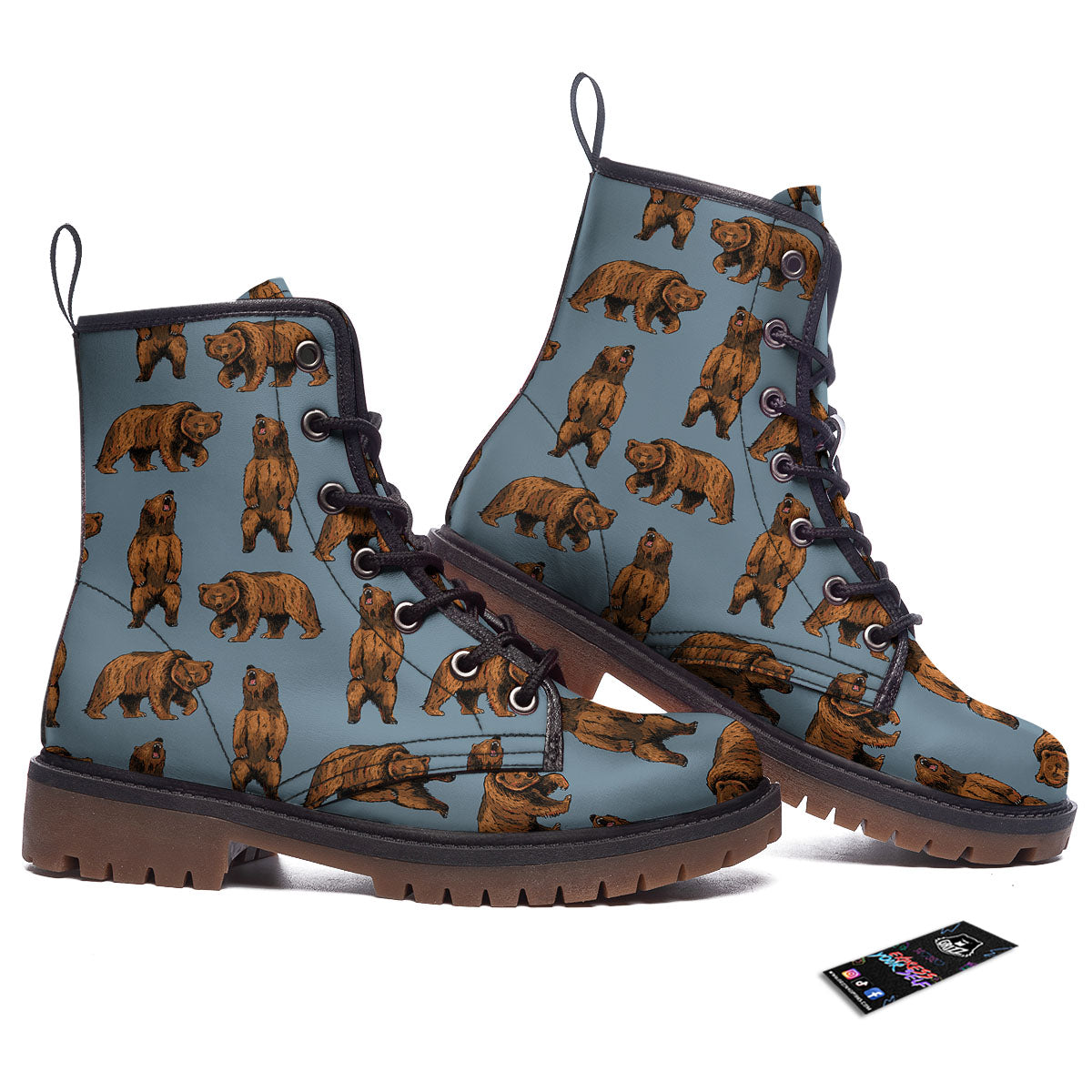 Grizzly Bear Print Pattern Work Boots-grizzshop