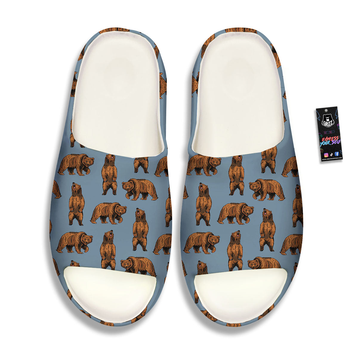Grizzly Bear Print Pattern Sandals-grizzshop