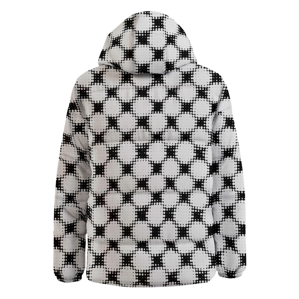 Grunge Halftone Black And White Dots Print Pattern Down Jacket-grizzshop