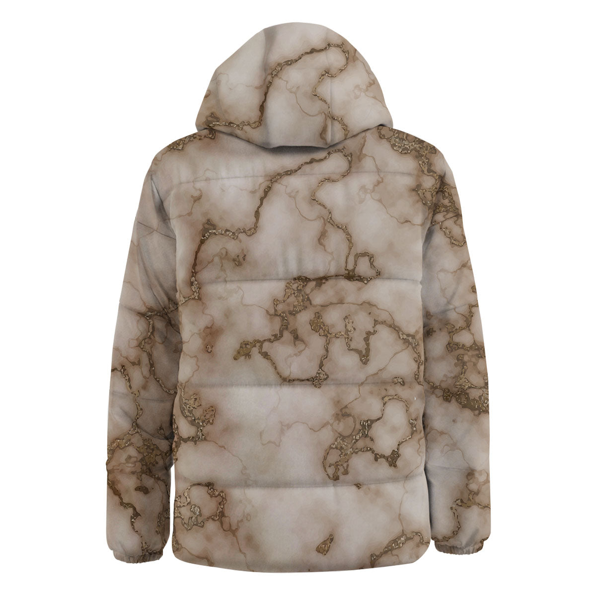 Grunge Marble White Brown Print Pattern Down Jacket-grizzshop