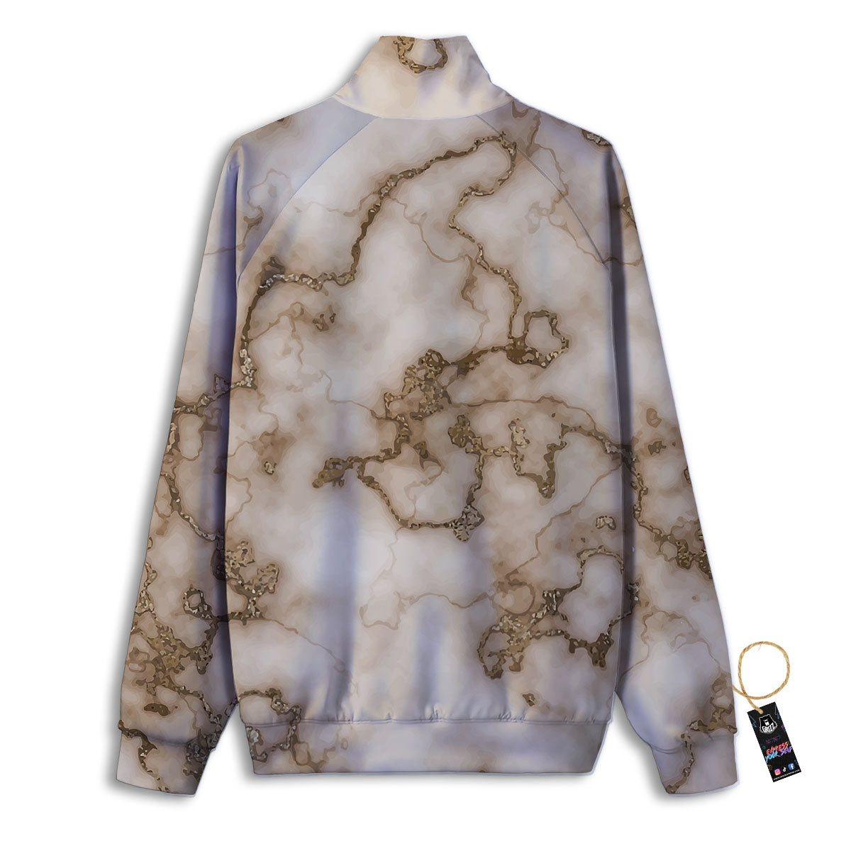Grunge Marble White Brown Print Pattern Track Jacket-grizzshop