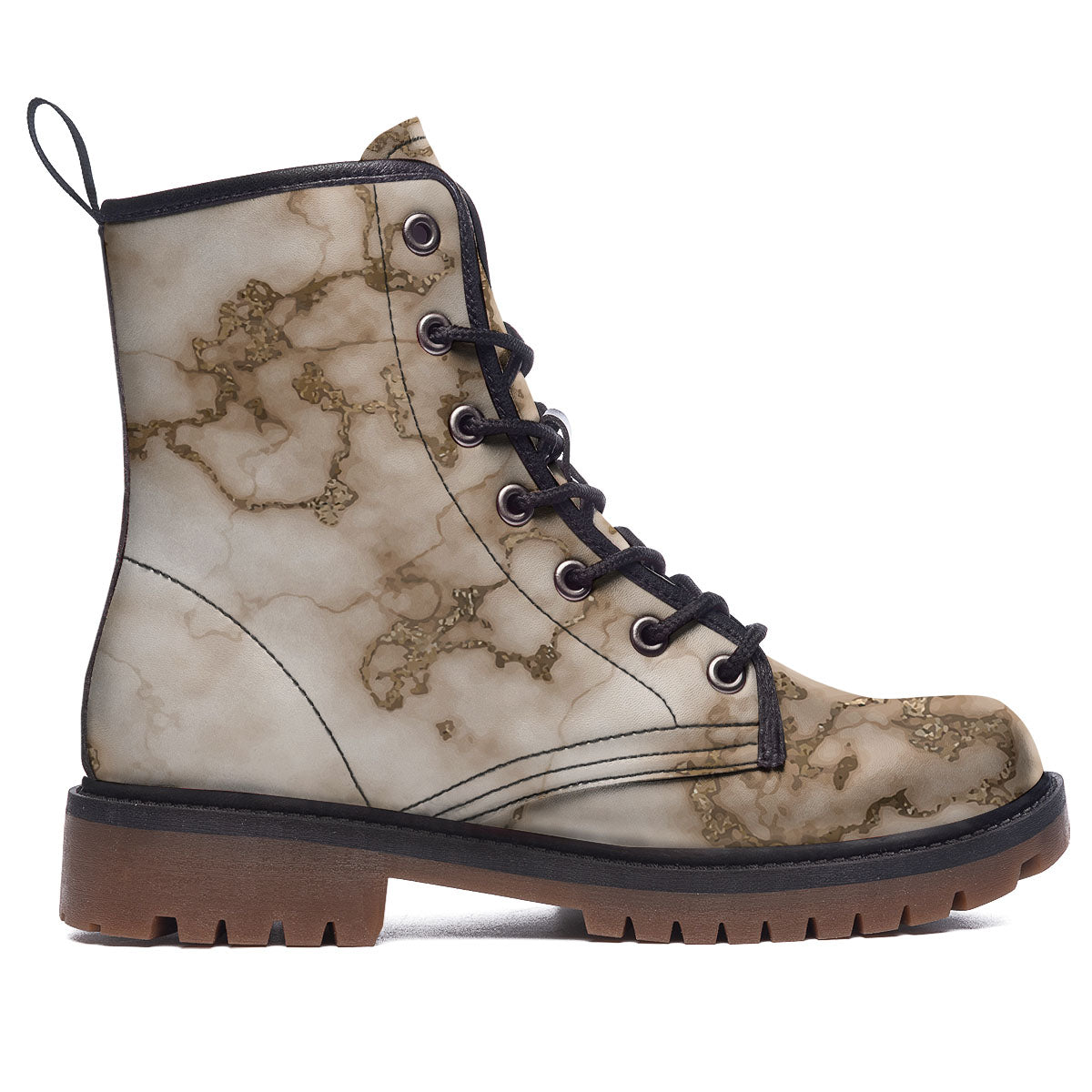 Grunge Marble White Brown Print Pattern Work Boots-grizzshop
