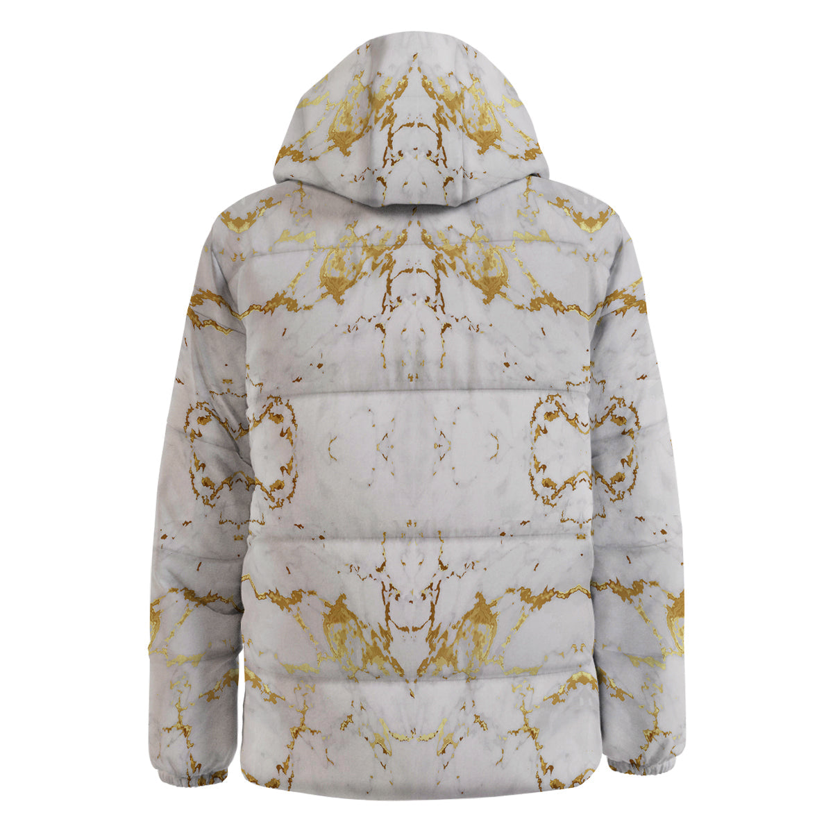 Grunge Marble White Gold Print Pattern Down Jacket-grizzshop