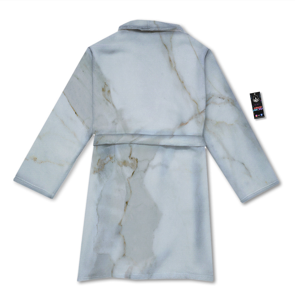 Grunge Marble White Print Pattern Bathrobe-grizzshop