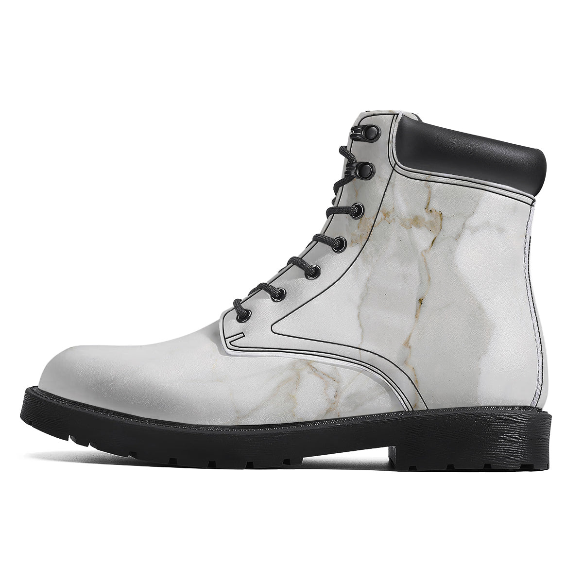 Grunge Marble White Print Pattern Boots-grizzshop