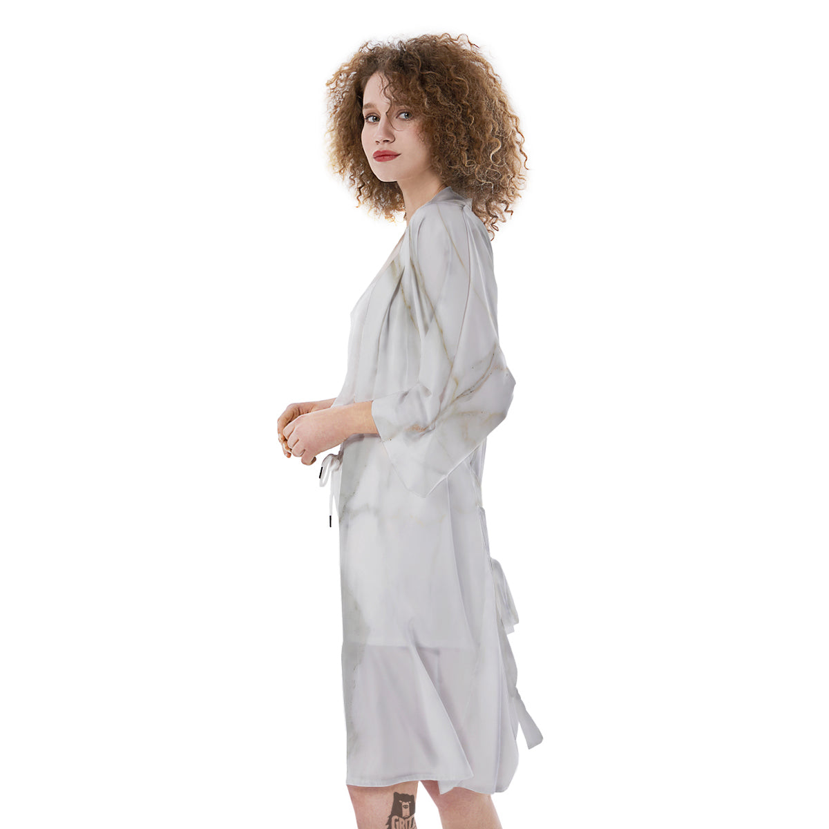 Grunge Marble White Print Pattern Kimono-grizzshop