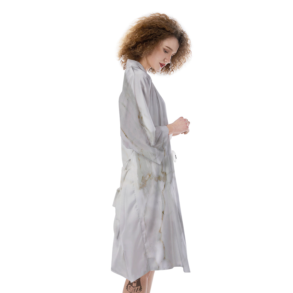 Grunge Marble White Print Pattern Kimono-grizzshop