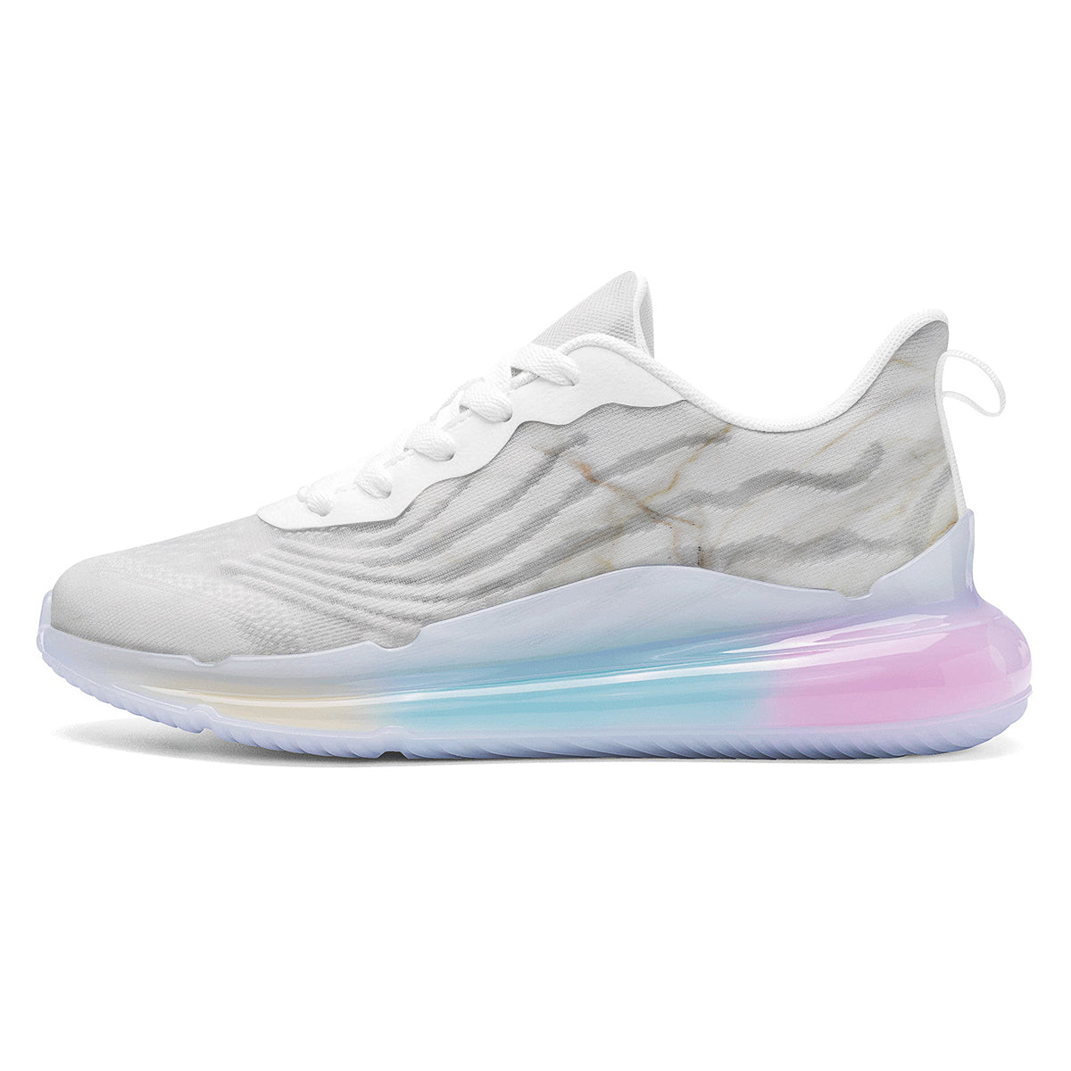 Grunge Marble White Print Pattern Running Sneakers-grizzshop