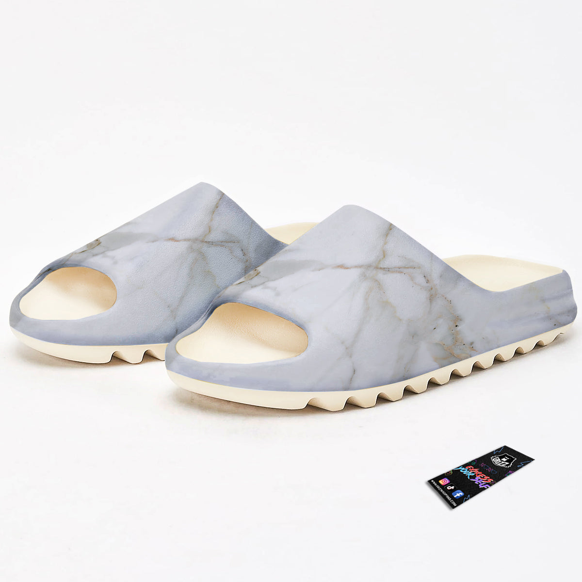 Grunge Marble White Print Pattern Sandals-grizzshop