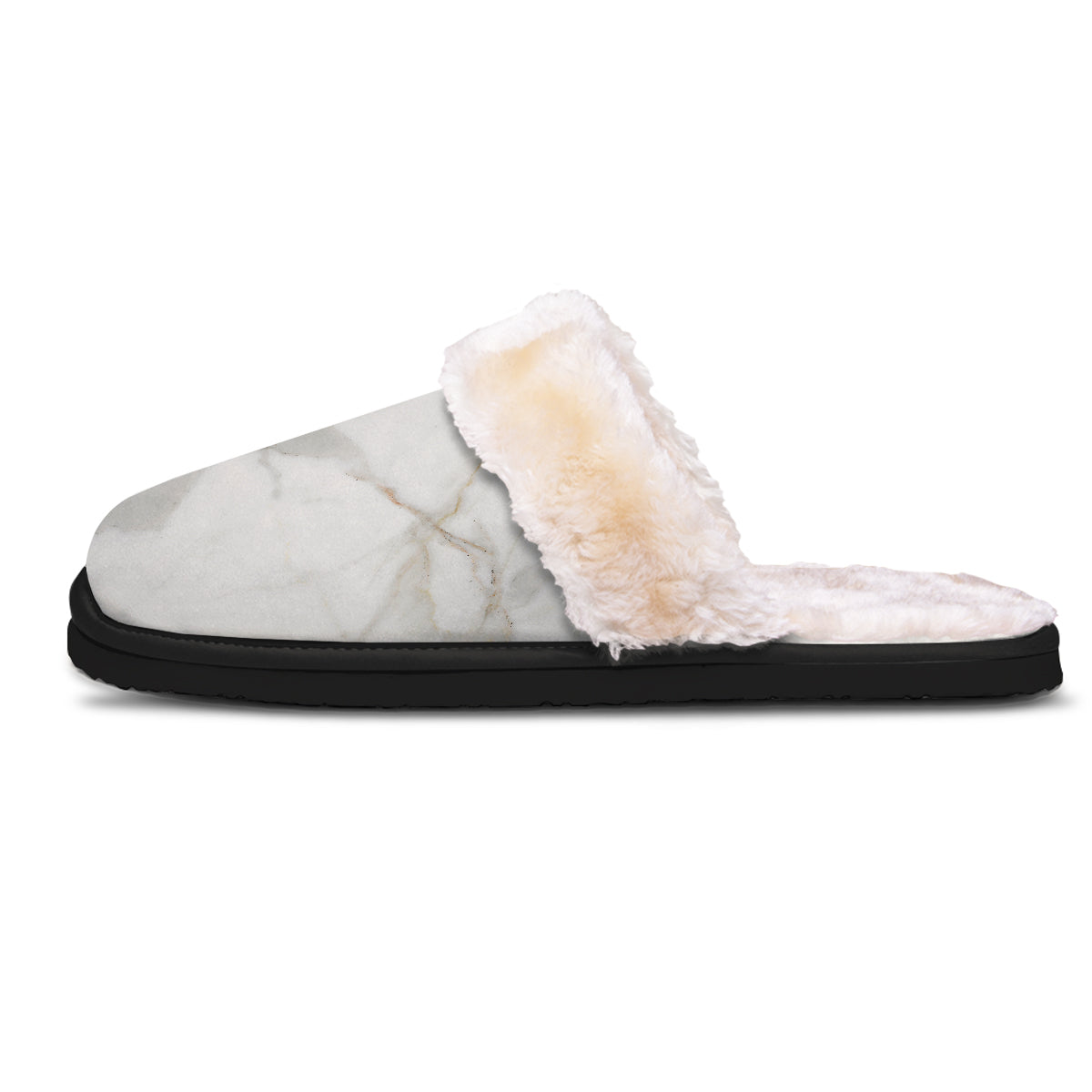 Grunge Marble White Print Pattern Slippers-grizzshop