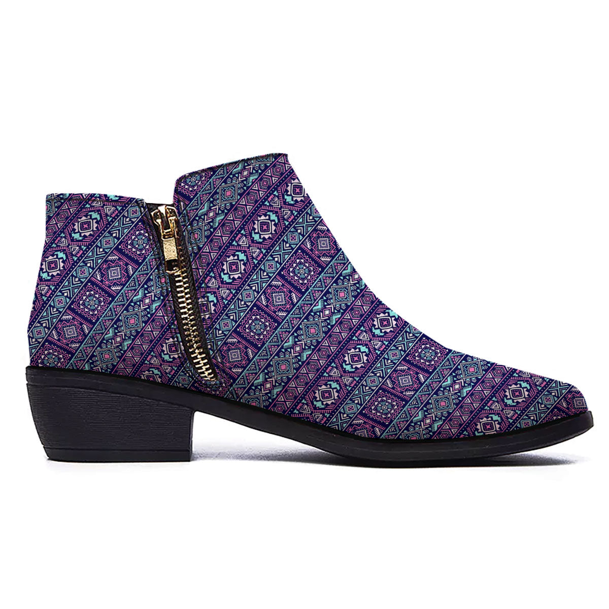 Grunge Trippy Ethnic Aztec Print Ankle Boots-grizzshop