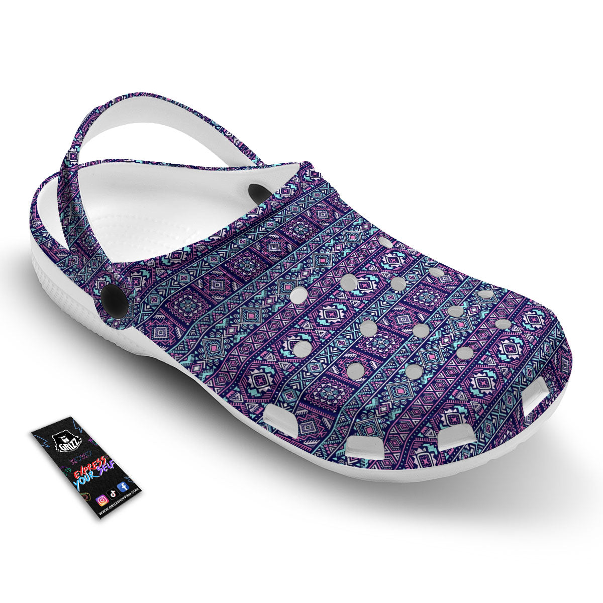 Grunge Trippy Ethnic Aztec Print Clog-grizzshop