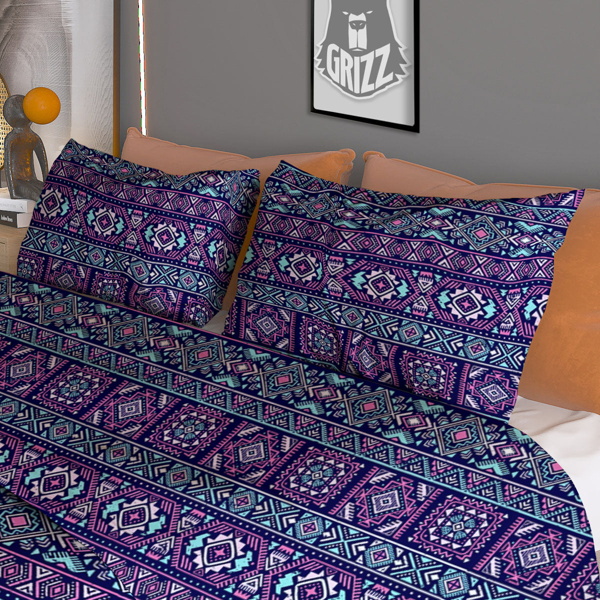 Grunge Trippy Ethnic Aztec Print Duvet Cover Bedding Set