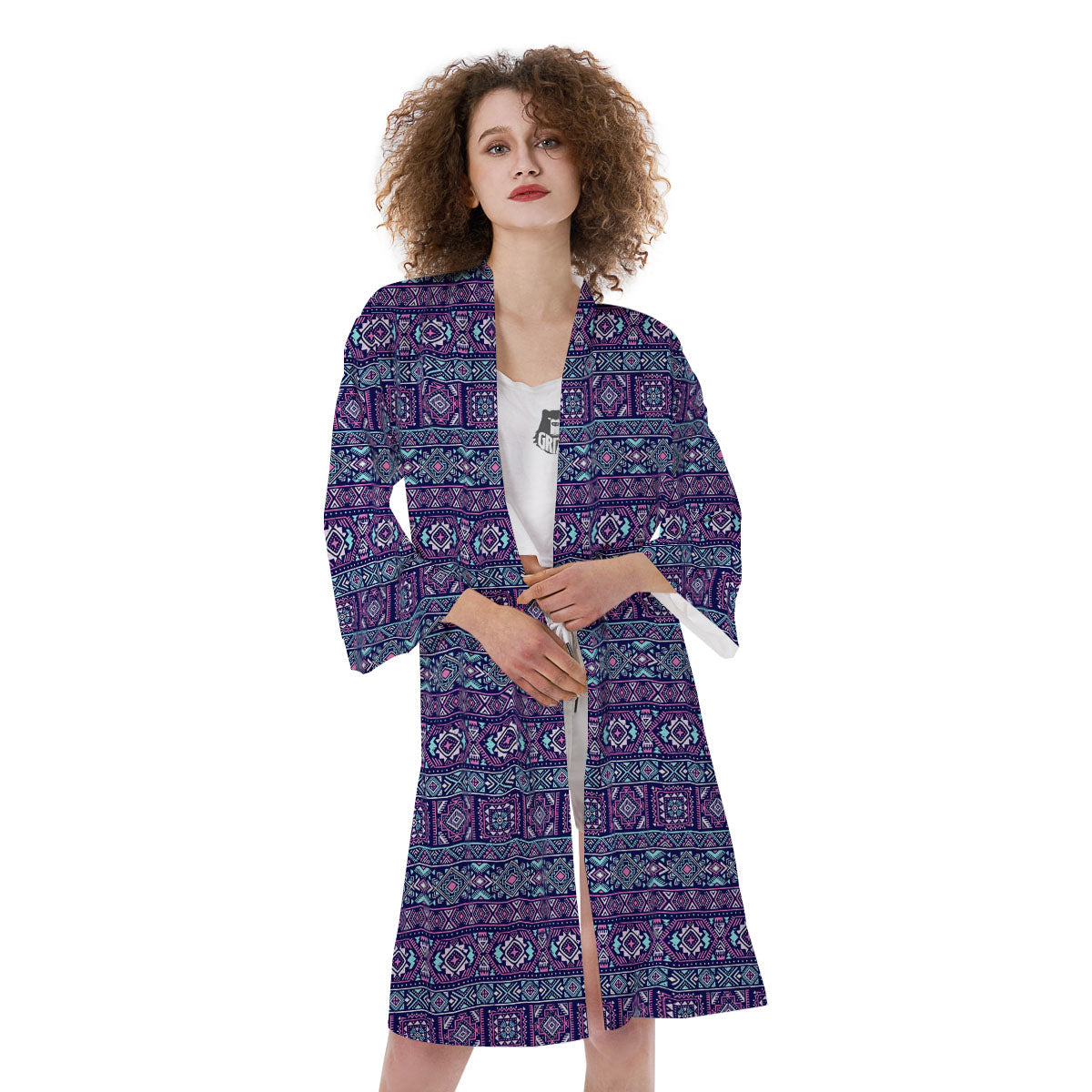 Grunge Trippy Ethnic Aztec Print Kimono-grizzshop