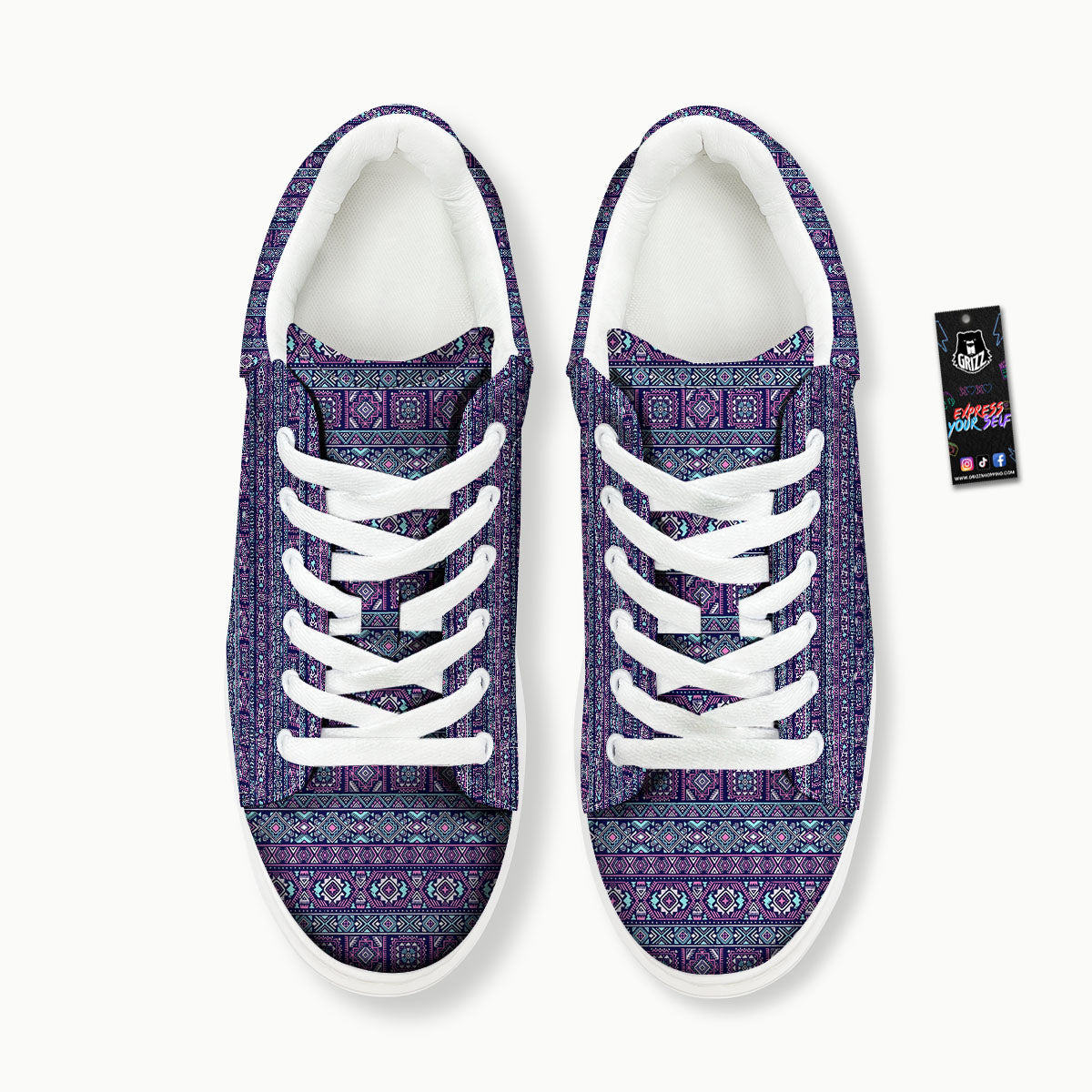 Grunge Trippy Ethnic Aztec Print Platform Shoes-grizzshop