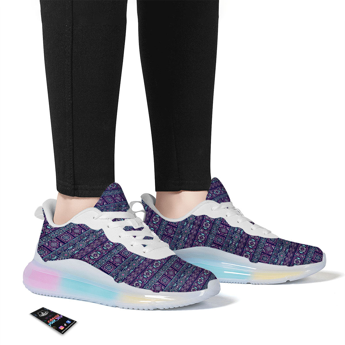 Grunge Trippy Ethnic Aztec Print Running Sneakers-grizzshop