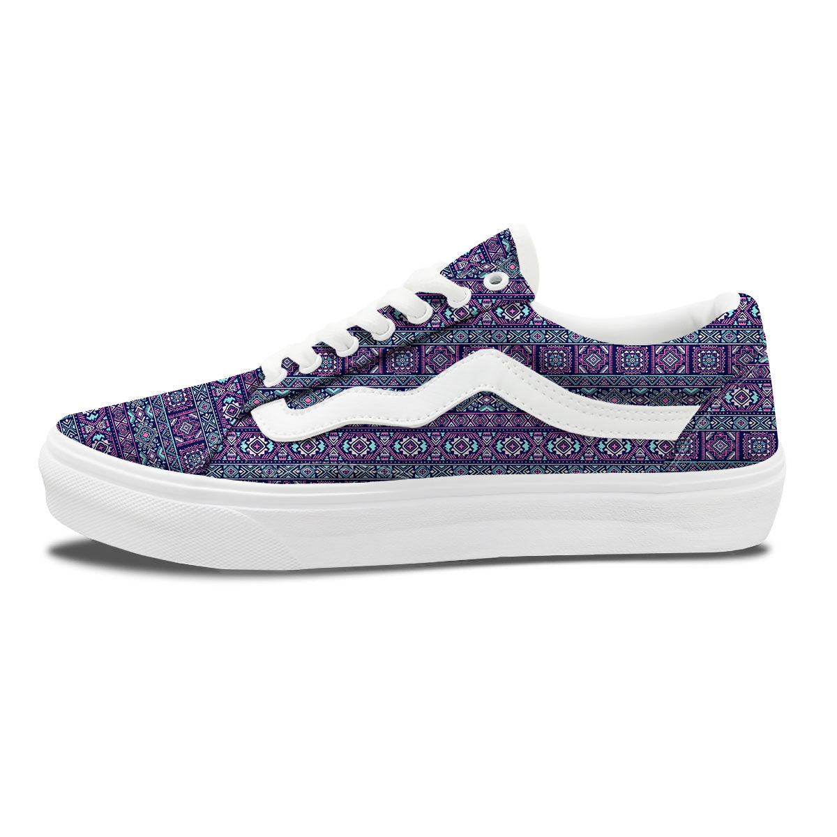 Grunge Trippy Ethnic Aztec Print Skate Shoes-grizzshop
