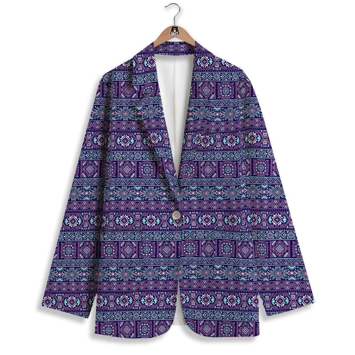 Grunge Trippy Ethnic Aztec Print Women's Blazer-grizzshop