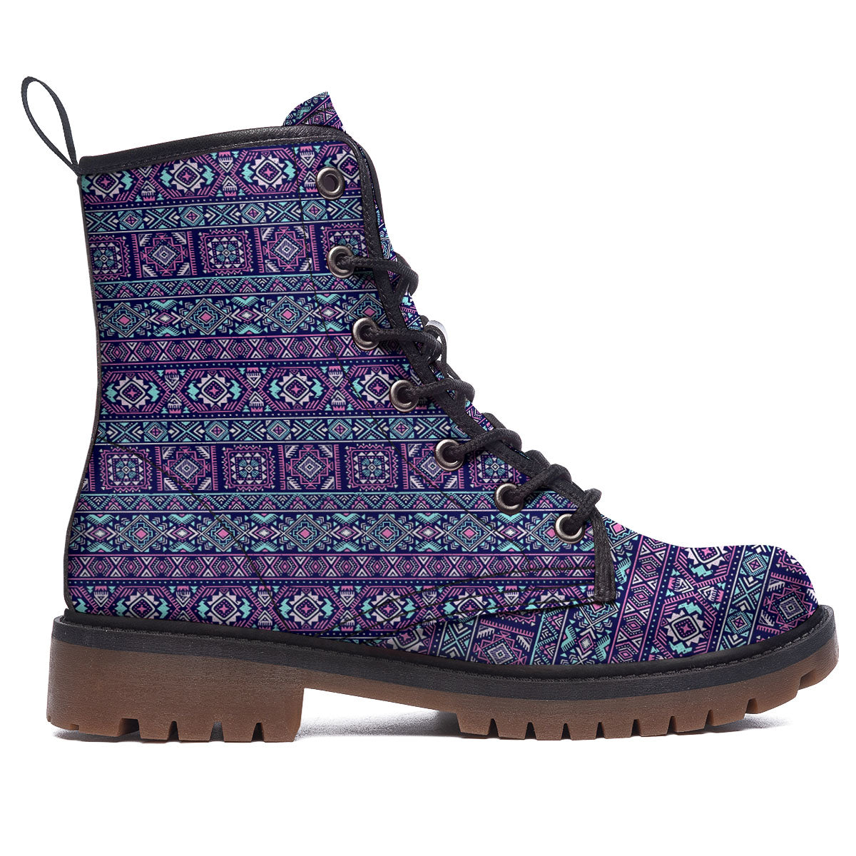 Grunge Trippy Ethnic Aztec Print Work Boots-grizzshop