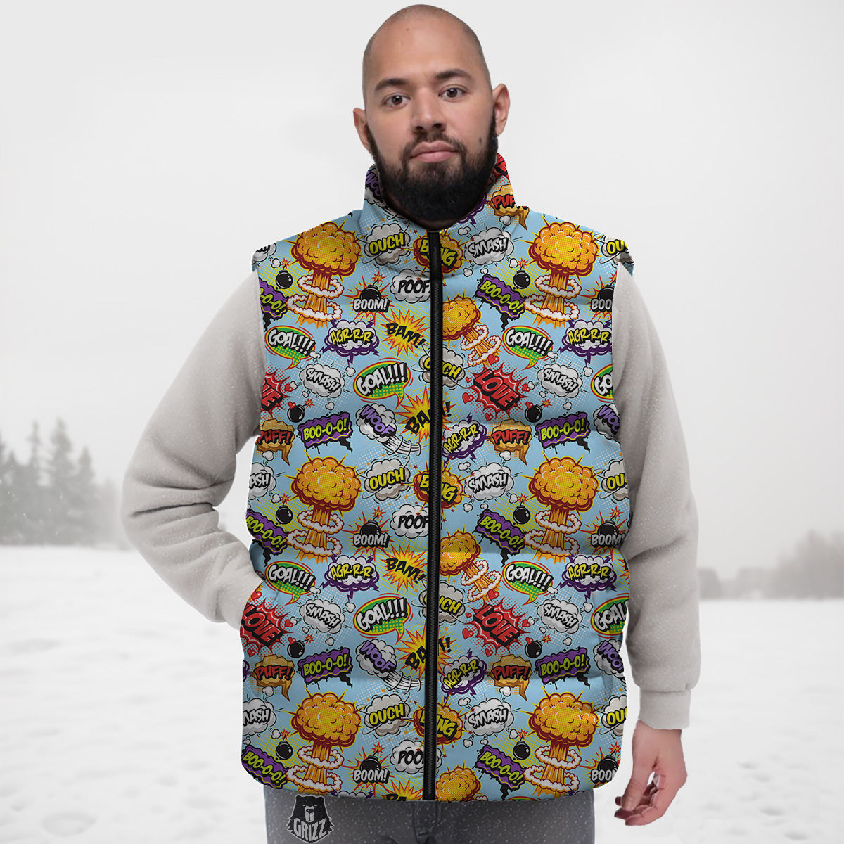 Guinea Pig Print Pattern Down Vest-grizzshop