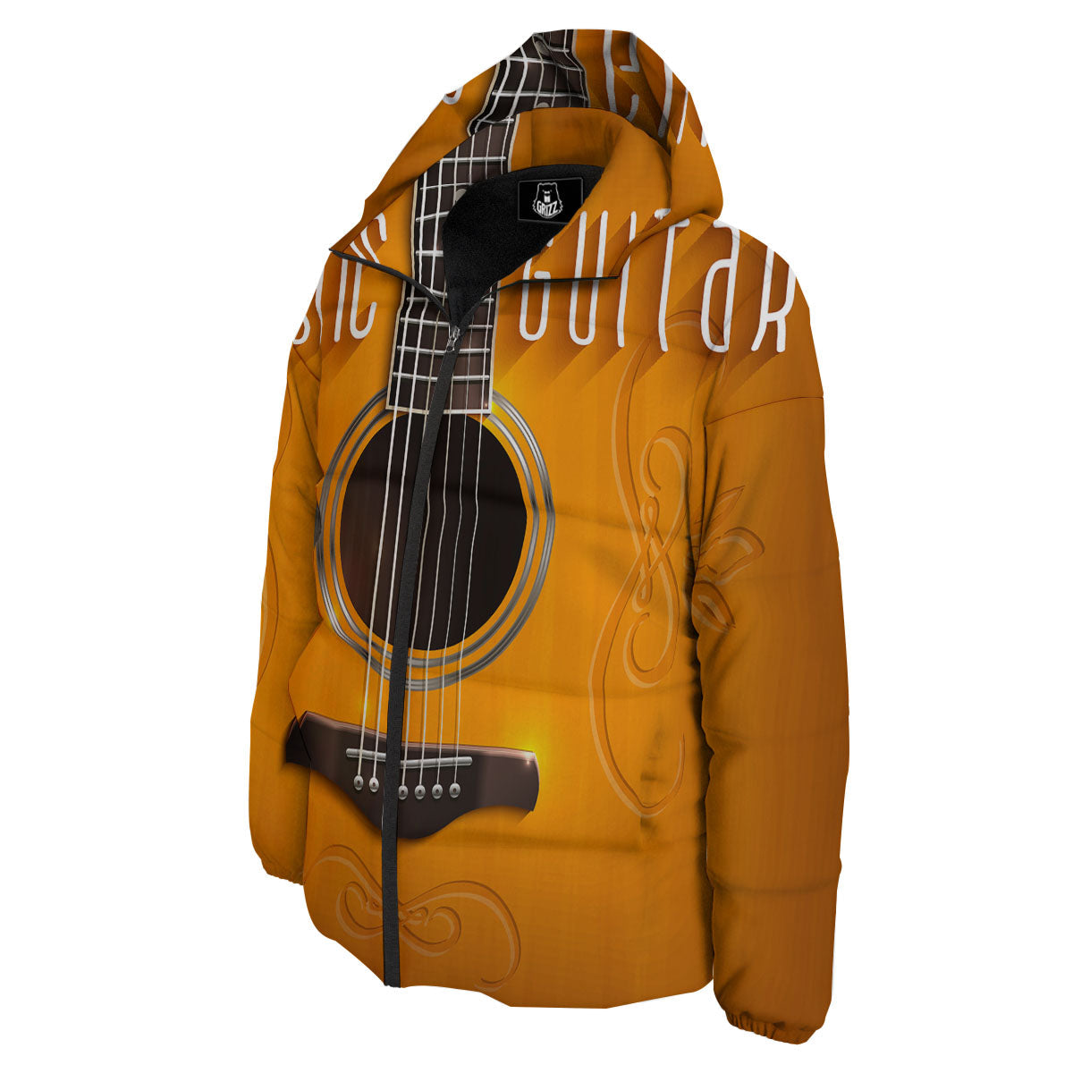 Guitar Acoustic Print Down Jacket-grizzshop