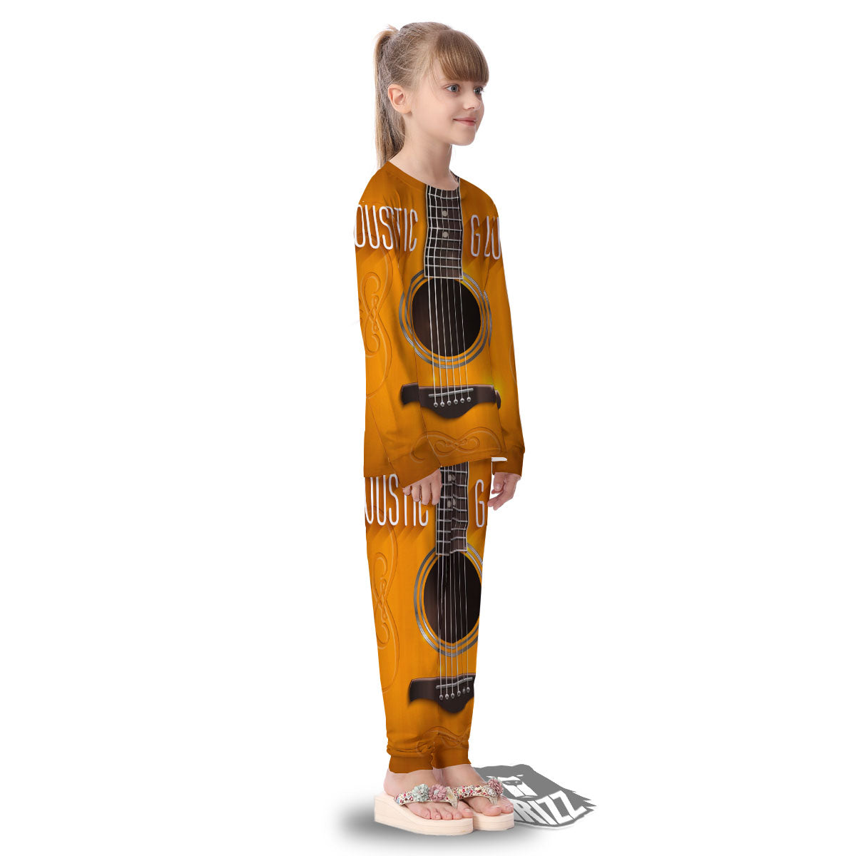 Guitar Acoustic Print Kid's Pajamas-grizzshop