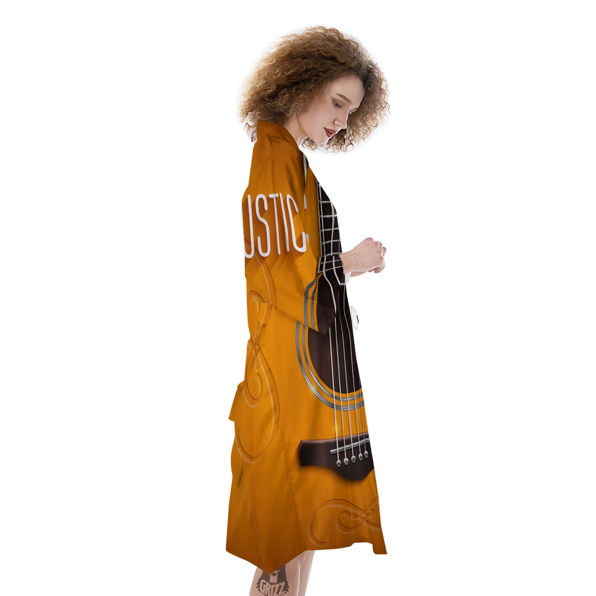 Guitar Acoustic Print Kimono-grizzshop
