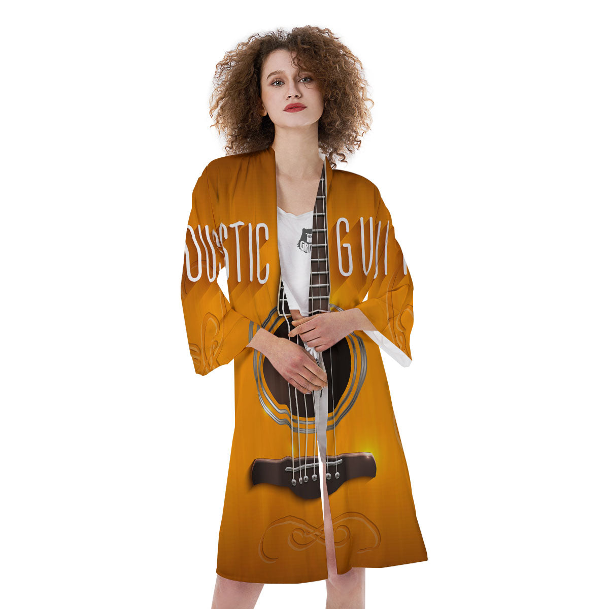 Guitar Acoustic Print Kimono-grizzshop