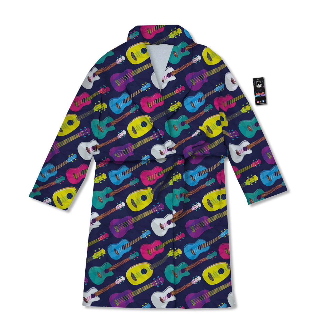 Guitar Colorful Print Pattern Bathrobe-grizzshop