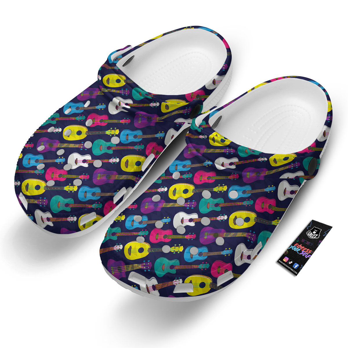 Guitar Colorful Print Pattern Clog-grizzshop