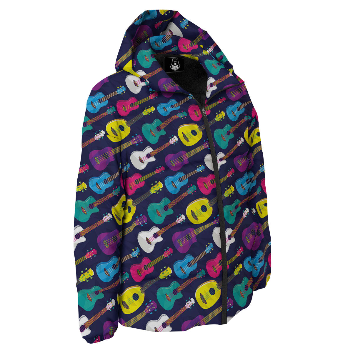 Guitar Colorful Print Pattern Down Jacket-grizzshop