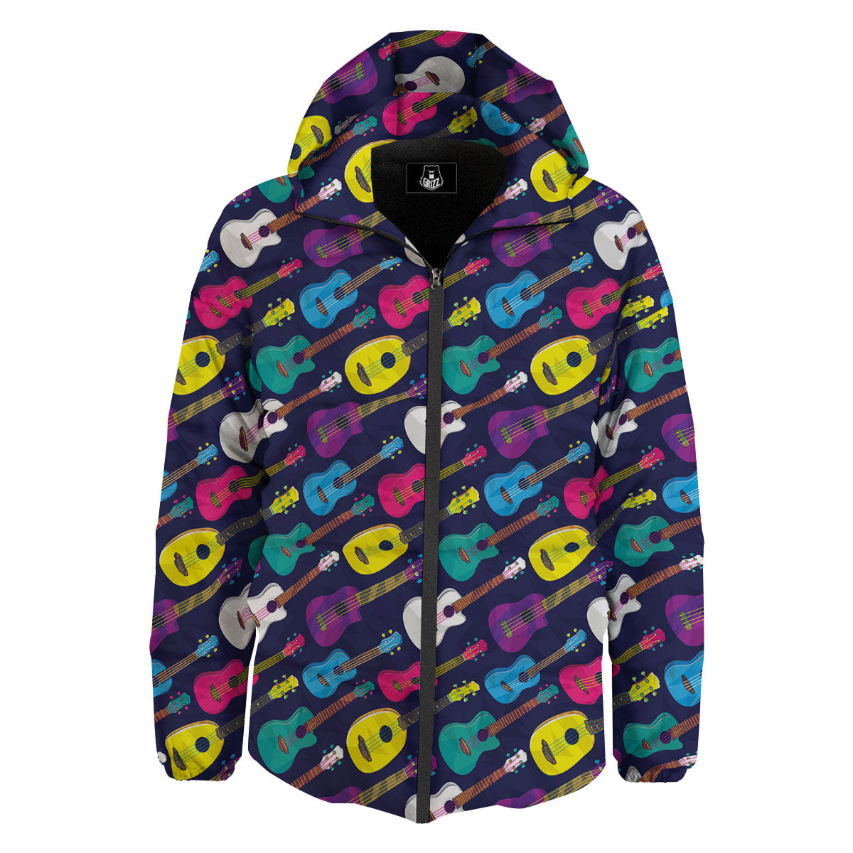 Guitar Colorful Print Pattern Down Jacket-grizzshop