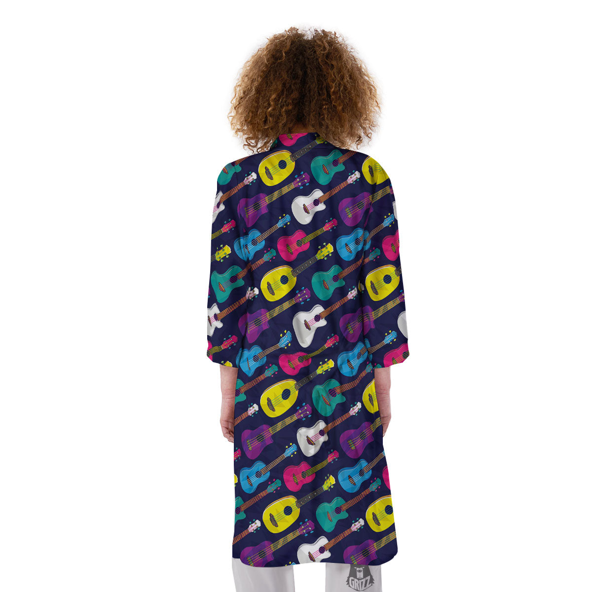 Guitar Colorful Print Pattern Kimono-grizzshop