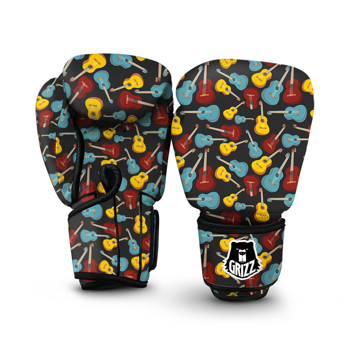 Guitar Pattern Print Boxing Gloves-grizzshop