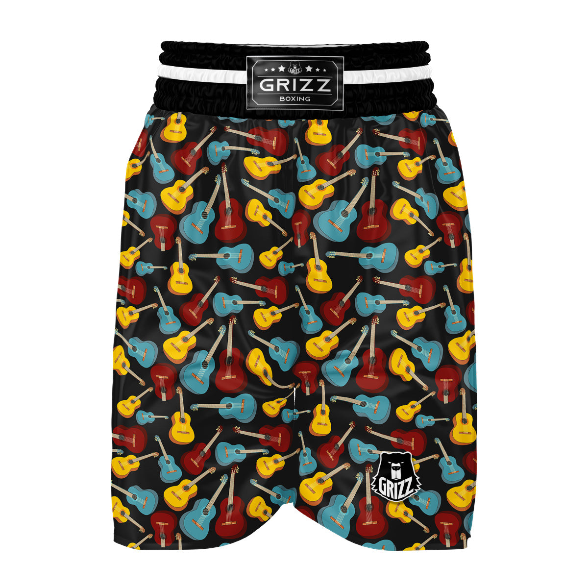 Guitar Pattern Print Boxing Shorts-grizzshop