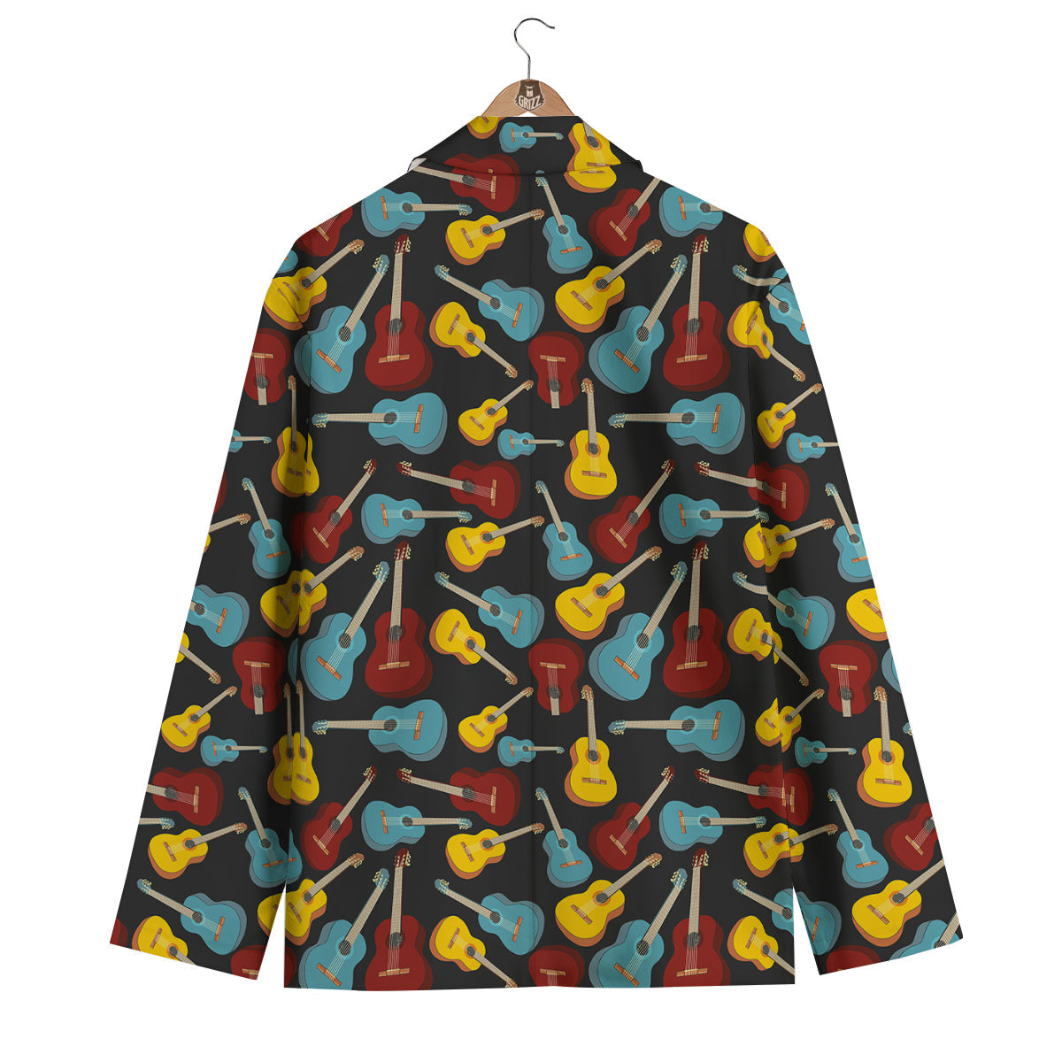 Guitar Pattern Print Men's Blazer-grizzshop