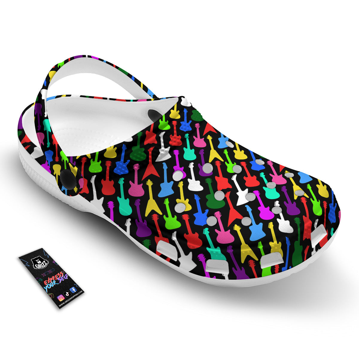 Guitars Colorful Print Pattern Clog-grizzshop
