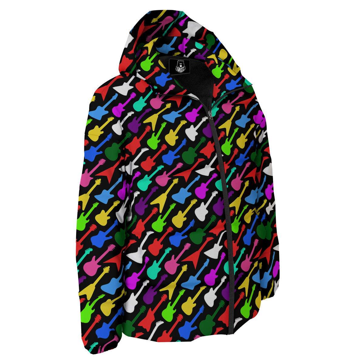 Guitars Colorful Print Pattern Down Jacket-grizzshop