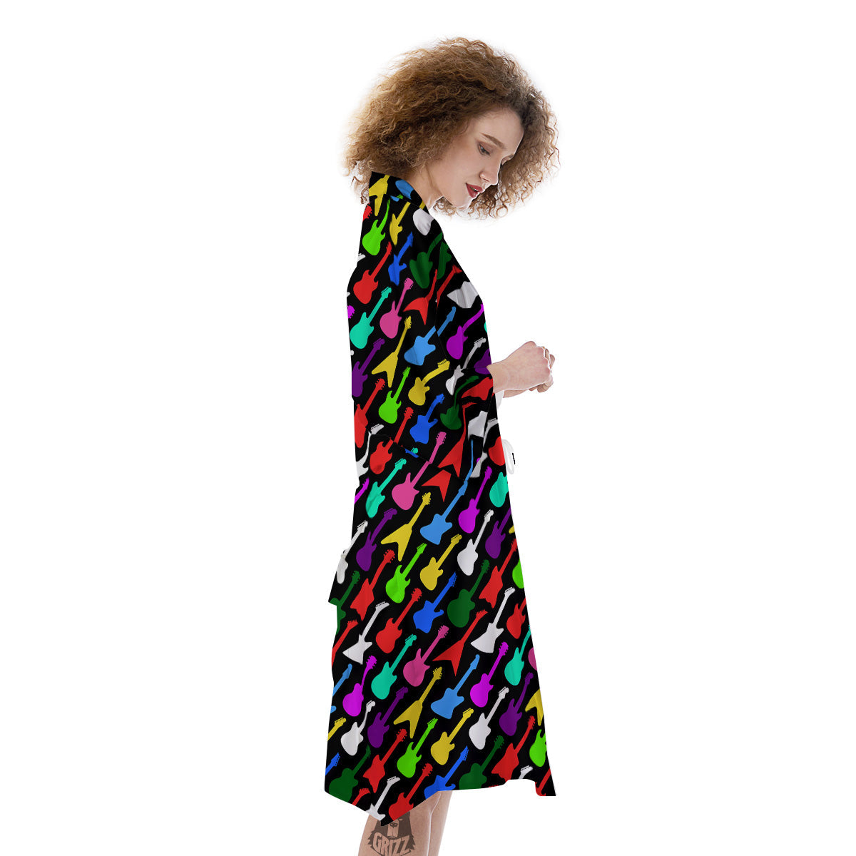 Guitars Colorful Print Pattern Kimono-grizzshop