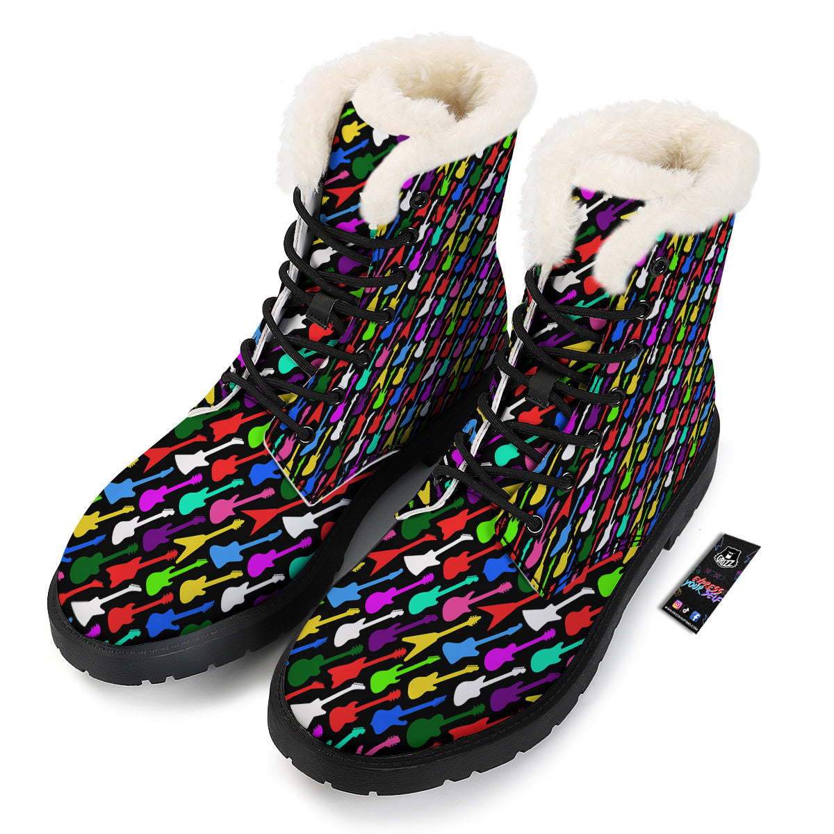 Guitars Colorful Print Pattern Winter Boots-grizzshop