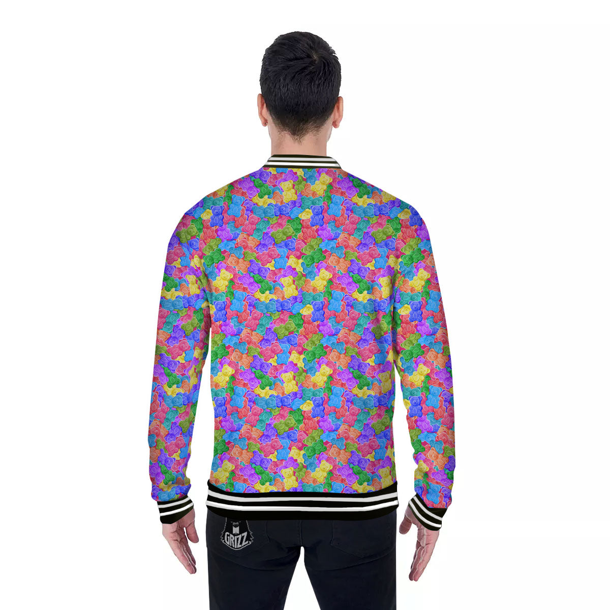 Gummy Bear Colorful Print Baseball Jacket-grizzshop