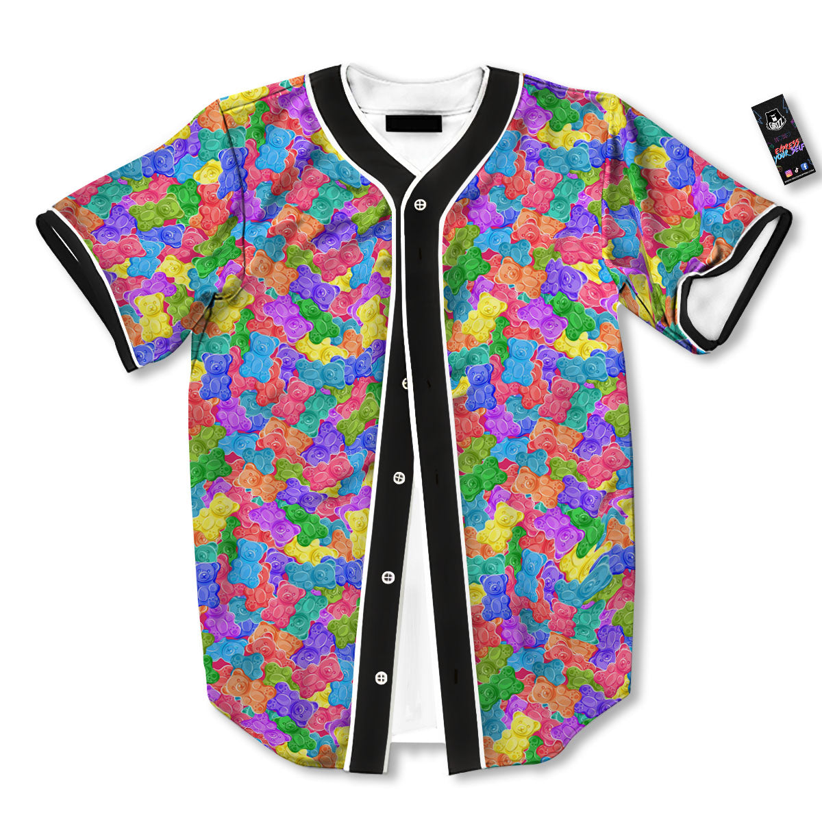 Gummy Bear Colorful Print Baseball Jersey-grizzshop
