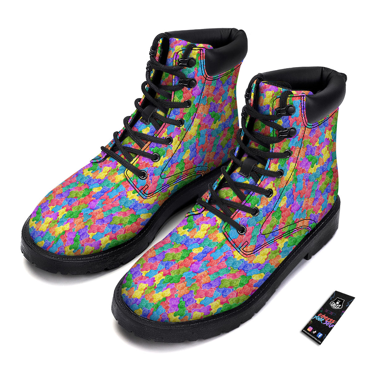 Gummy Bear Colorful Print Boots-grizzshop