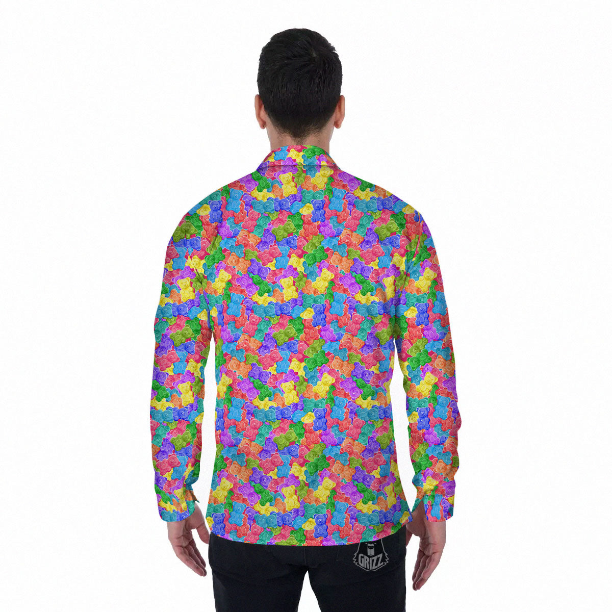 Gummy Bear Colorful Print Men's Long Sleeve Shirts-grizzshop
